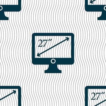 diagonal of the monitor 27 inches icon sign. Seamless pattern with geometric texture. illustration