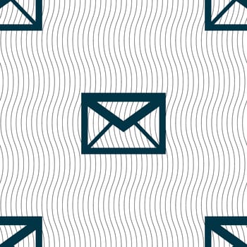 Mail icon. Envelope symbol. Message sign. navigation button. Seamless pattern with geometric texture. illustration