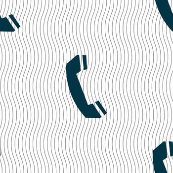 Phone sign icon. Support symbol. Call center. Seamless pattern with geometric texture. illustration