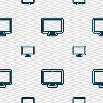 monitor icon sign. Seamless pattern with geometric texture. illustration