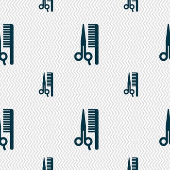 hair icon sign. Seamless pattern with geometric texture. illustration