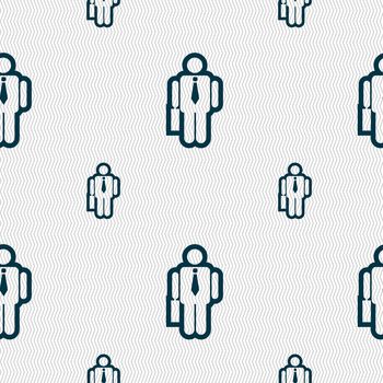 businessman icon sign. Seamless pattern with geometric texture. illustration