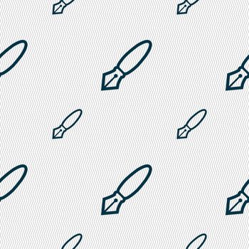 Pen icon sign. Seamless pattern with geometric texture. illustration