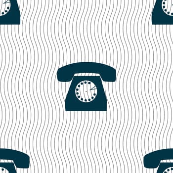 Retro telephone icon symbol. Seamless pattern with geometric texture. illustration