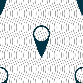 Map pointer icon. GPS location symbol. Seamless pattern with geometric texture. illustration