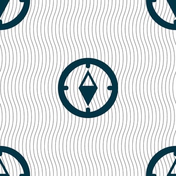 Compass sign icon. Windrose navigation symbol. Seamless pattern with geometric texture. illustration