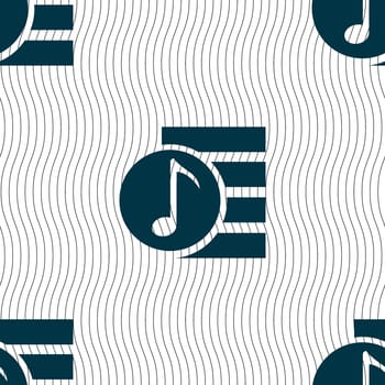 Audio, MP3 file icon sign. Seamless pattern with geometric texture. illustration