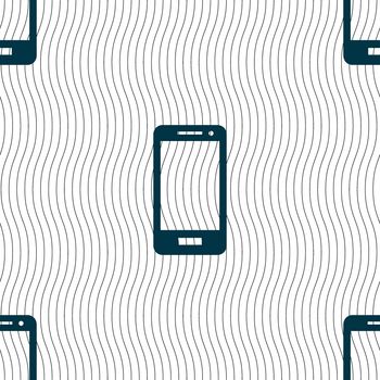 Smartphone sign icon. Support symbol. Call center. Seamless pattern with geometric texture. illustration