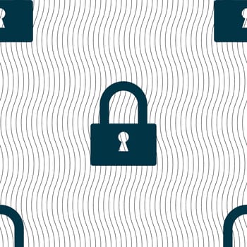 Lock sign icon. Locker symbol. Seamless pattern with geometric texture. illustration