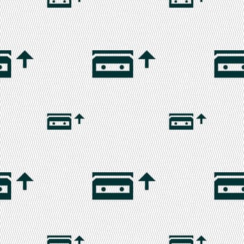 audio cassette icon sign. Seamless pattern with geometric texture. illustration