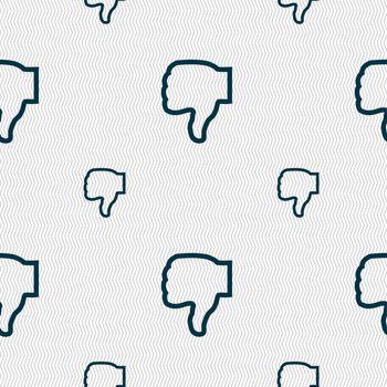 Dislike icon sign. Seamless pattern with geometric texture. illustration