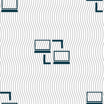 Synchronization sign icon. Notebooks sync symbol. Data exchange. Seamless pattern with geometric texture. illustration