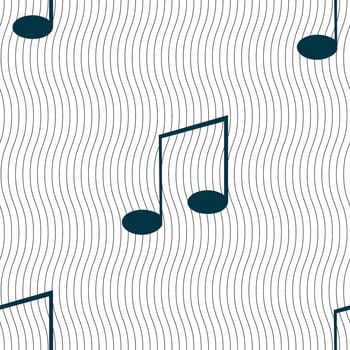 Music note sign icon. Musical symbol. Seamless pattern with geometric texture. illustration