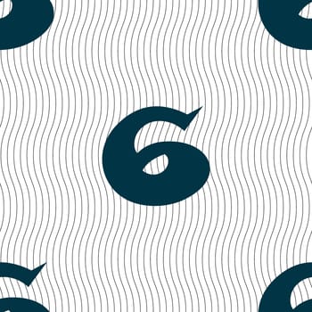 number six icon sign. Seamless pattern with geometric texture. illustration