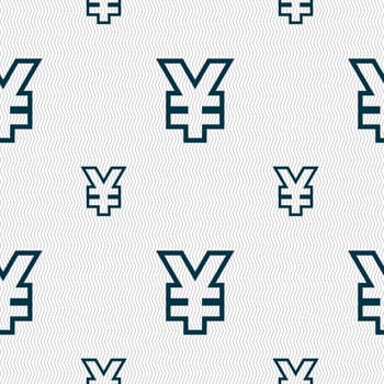 Yen JPY icon sign. Seamless pattern with geometric texture. illustration