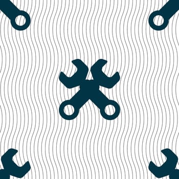 Wrench key sign icon. Service tool symbol. Seamless pattern with geometric texture. illustration