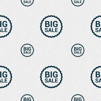 Big sale icon sign. Seamless pattern with geometric texture. illustration