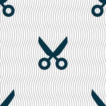 Scissors hairdresser sign icon. Tailor symbol. Seamless pattern with geometric texture. illustration