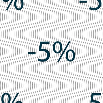 5 percent discount sign icon. Sale symbol. Special offer label. Seamless pattern with geometric texture. illustration