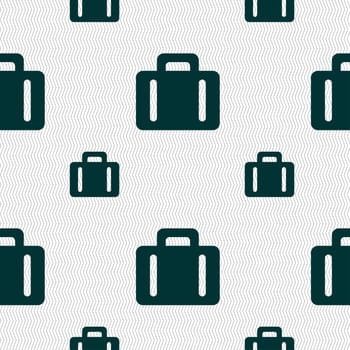 suitcase icon sign. Seamless pattern with geometric texture. illustration