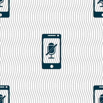 No Microphone sign icon. Speaker symbol. Seamless pattern with geometric texture. illustration