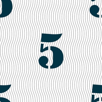 number five icon sign. Seamless pattern with geometric texture. illustration