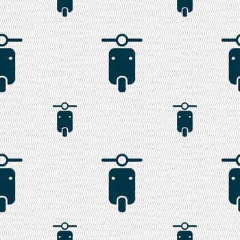 motorcycle icon sign. Seamless pattern with geometric texture. illustration