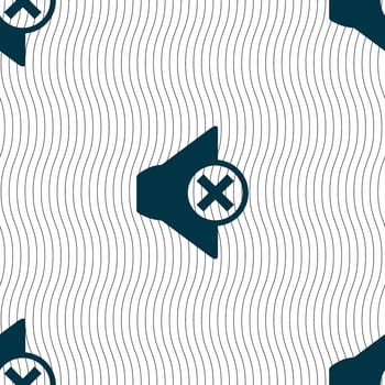 Mute speaker sign icon. Sound symbol.. Seamless pattern with geometric texture. illustration