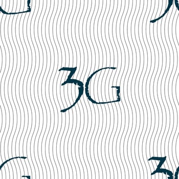 3G sign icon. Mobile telecommunications technology symbol. Seamless pattern with geometric texture. illustration