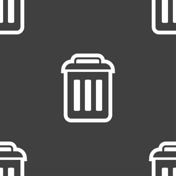 the trash icon sign. Seamless pattern on a gray background. illustration