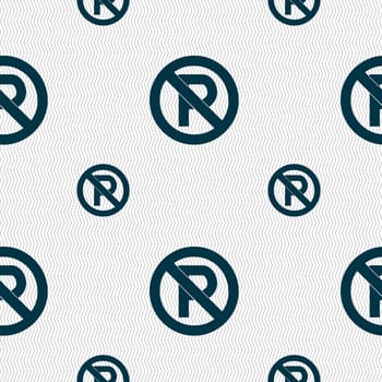 No parking icon sign. Seamless pattern with geometric texture. illustration