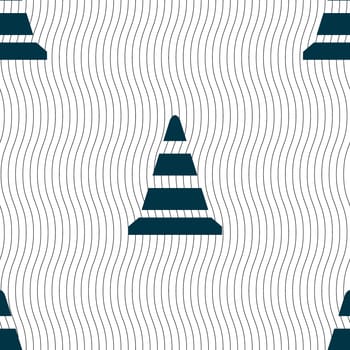 road cone icon. Seamless pattern with geometric texture. illustration