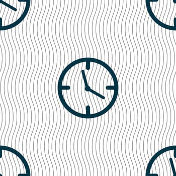 Clock time sign icon. Mechanical watch symbol. Seamless pattern with geometric texture. illustration