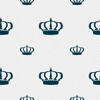 Crown icon sign. Seamless pattern with geometric texture. illustration