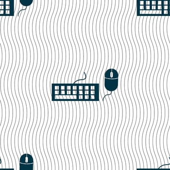 Computer keyboard and mouse Icon. Seamless pattern with geometric texture. illustration