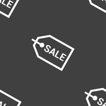 Sale icon sign. Seamless pattern on a gray background. illustration