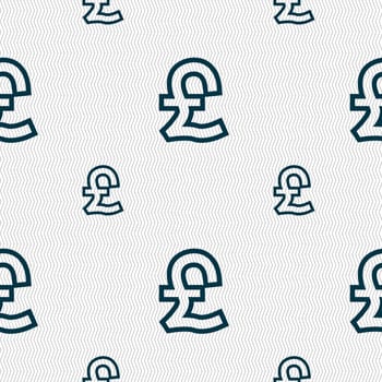 Pound Sterling icon sign. Seamless pattern with geometric texture. illustration