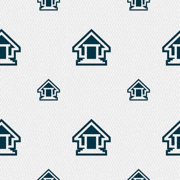House icon sign. Seamless pattern with geometric texture. illustration