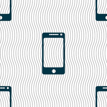 Smartphone sign icon. Support symbol. Call center. Seamless pattern with geometric texture. illustration