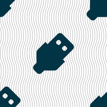 USB icon sign. Seamless pattern with geometric texture. illustration