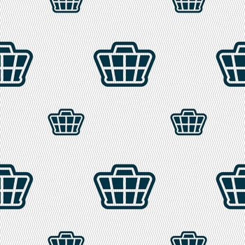 Shopping Cart icon sign. Seamless pattern with geometric texture. illustration