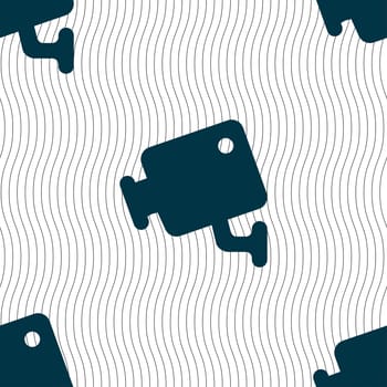 video camera icon sign. Seamless pattern with geometric texture. illustration