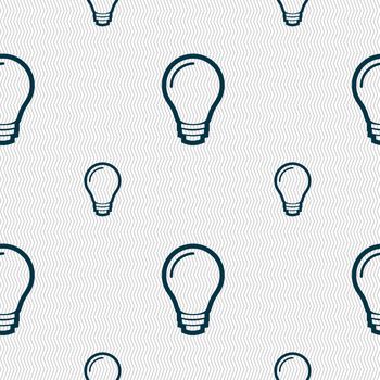 Light bulb icon sign. Seamless pattern with geometric texture. illustration