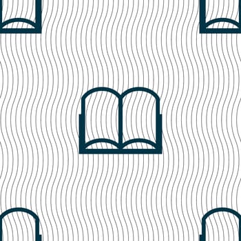 Book sign icon. Open book symbol. Seamless pattern with geometric texture. illustration