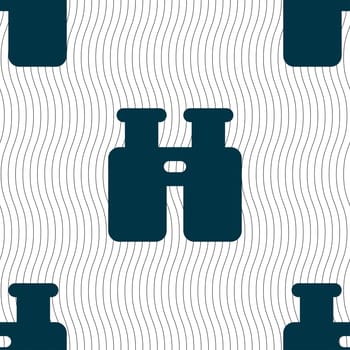 Binocular, Search, Find information icon sign. Seamless pattern with geometric texture. illustration