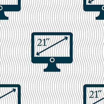 diagonal of the monitor 21 inches icon sign. Seamless pattern with geometric texture. illustration