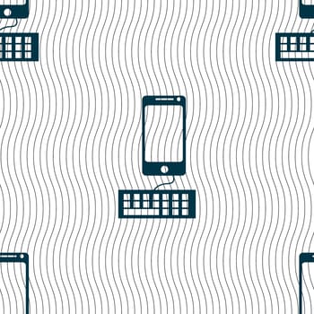 Computer keyboard and smatphone Icon. Seamless pattern with geometric texture. illustration