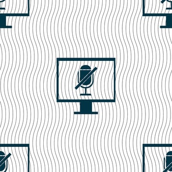 No Microphone sign icon. Speaker symbol. Seamless pattern with geometric texture. illustration