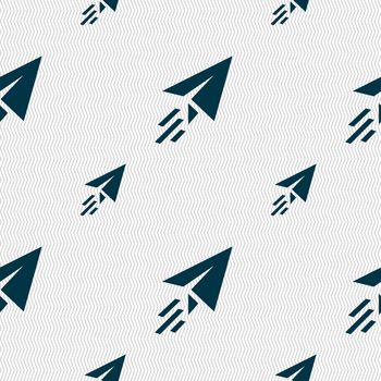 Paper airplane icon sign. Seamless pattern with geometric texture. illustration