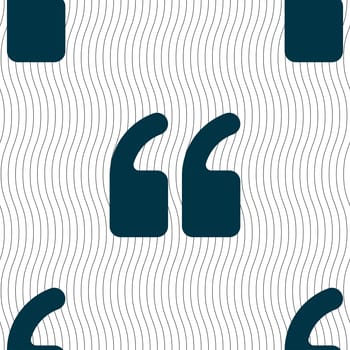 Double quotes at the beginning of words icon sign. Seamless pattern with geometric texture. illustration